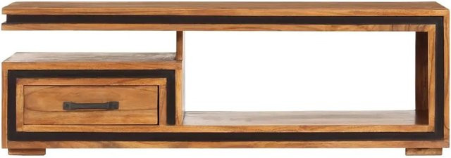 vidaXL Couchtisch aus Massivholz Akazie und Sheesham in Braun, B/T/H: 100 x 45 x 33 cm - Bild 1