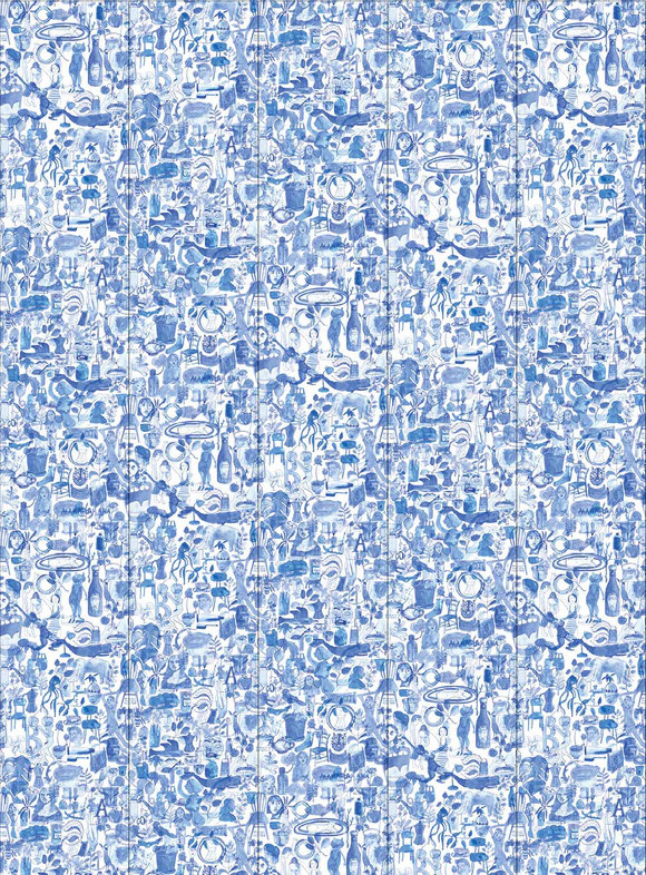 NLXL Mural I'm Blue - 05 Drops Wandtattoo mit floralem Design in Blau aus Vliespapier - Bild 1