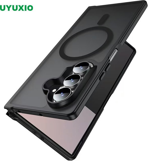 UYUXIO Magnetische Handyhülle für Samsung Galaxy Z Fold 7, Durchscheinend und Schlank, Transparent/Schwarz - Bild 1