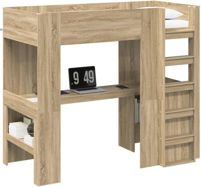 vidaXL Etagenbettgestell mit Schreibtisch in Sonoma-Eiche, B/T/H: 80 x 200 cm - Bild 1
