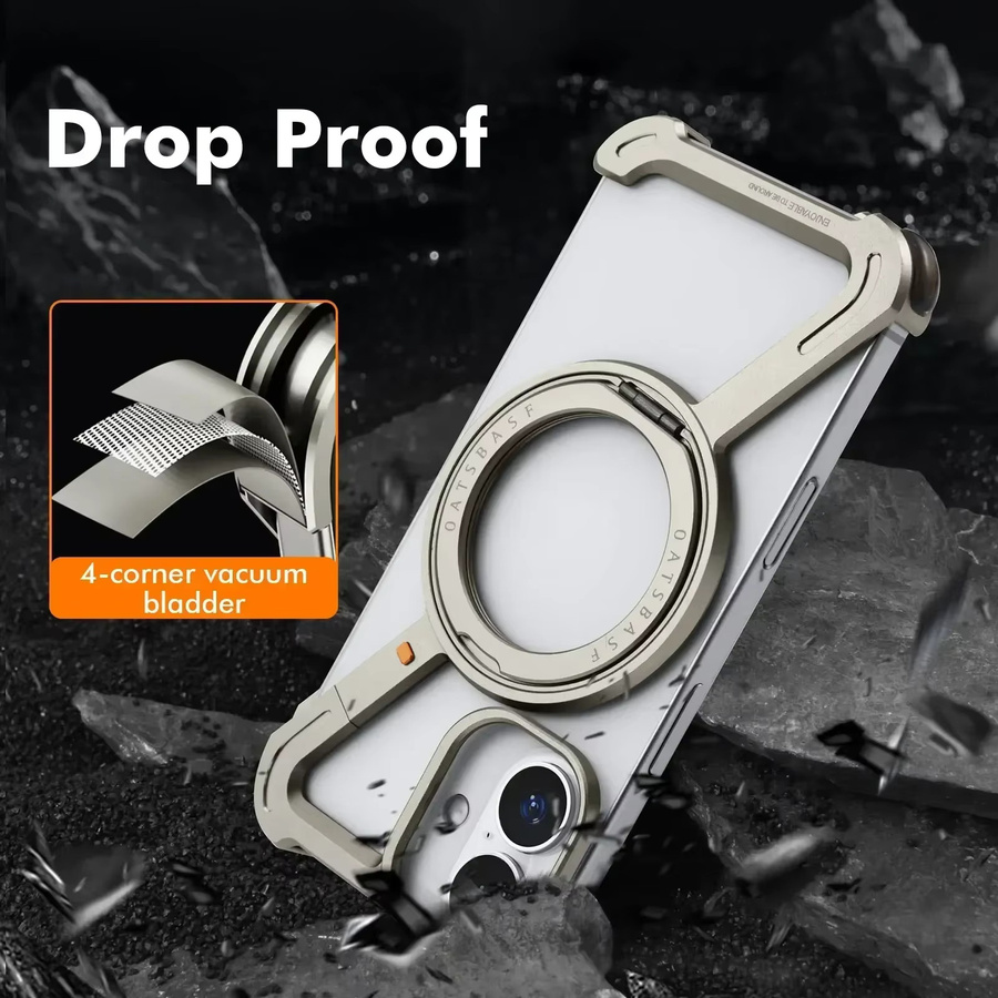 Oatsbasf Z-förmige Handyhülle für iPhone 16 15 14 Pro Max mit 360 Grad drehbarem Ständer und MagSafe in Sand - Bild 2