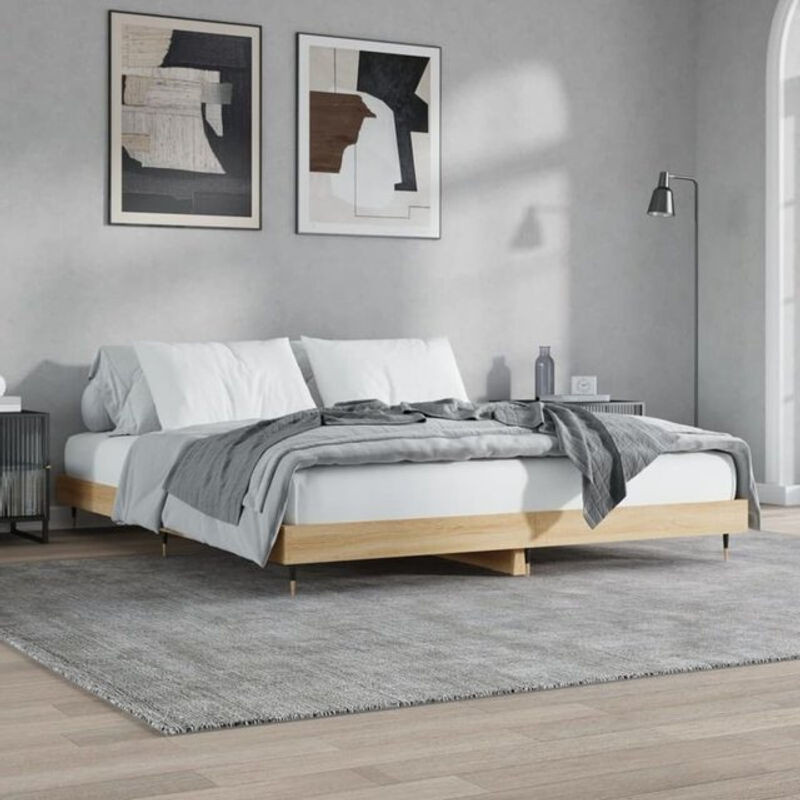 Bettgestell ohne Matratze Vidaxl aus Holzwerkstoff in Sonoma-Eiche Natur Braun B/T/H: 120 x 200 cm - Bild 1
