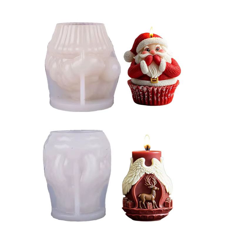 Milu Silikonform für Weihnachtsdekoration mit Hirsch, Santa und Lotus-Motiven zur Gestaltung von Gips, Harz oder Kerzen - Bild 2