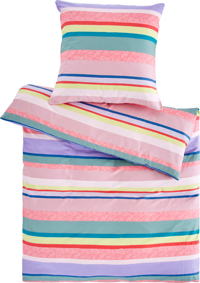Heine Home Bettwäsche aus Mako-Satin in Multicolour mit Flamingo-Lavendel-Print, 100% Baumwolle, mit Reißverschluss - Bild 2