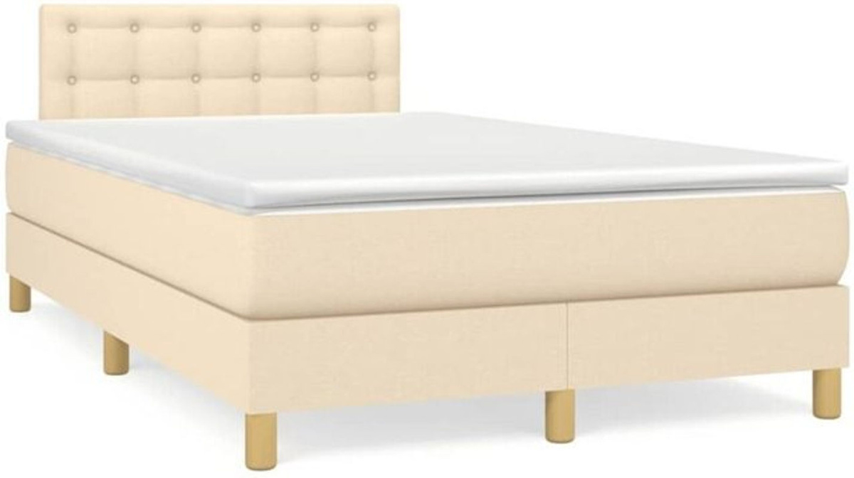 vidaxl Boxspringbett mit Matratze aus Stoff in Beige, B/T: 120 x 190 cm - Bild 1