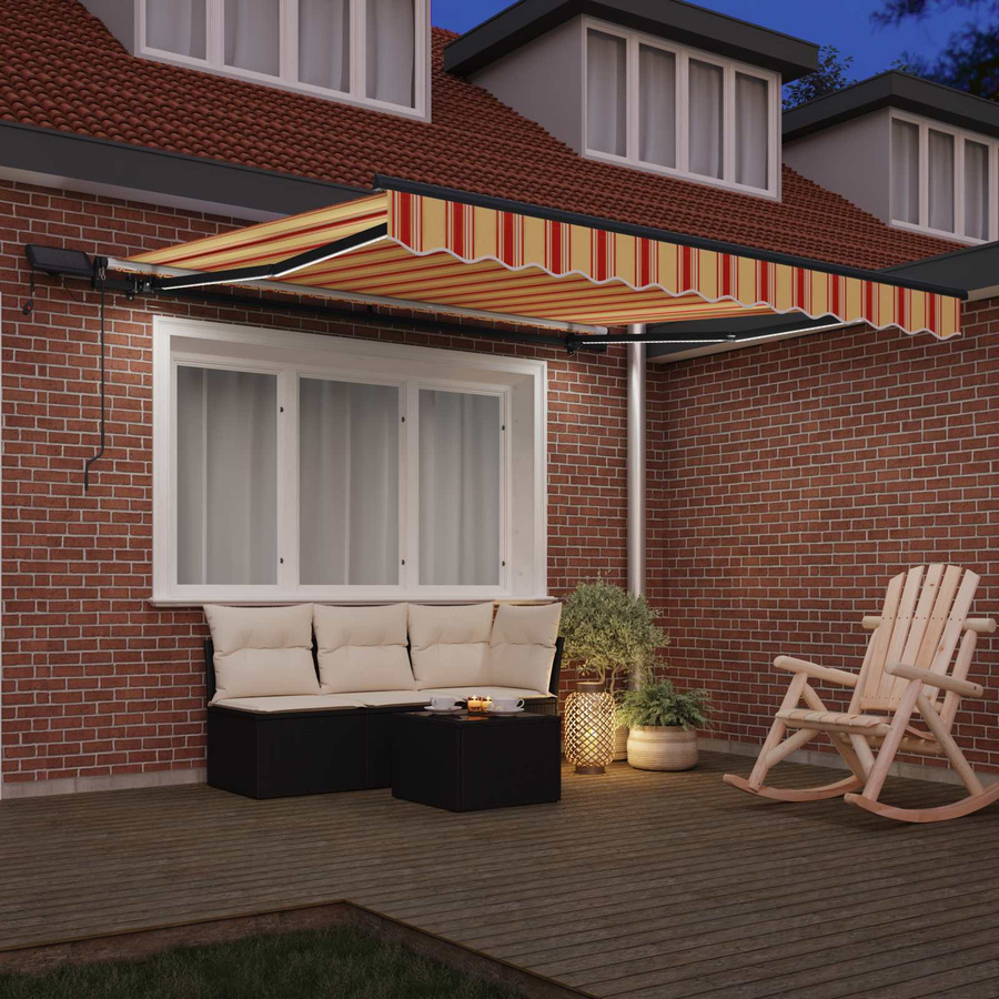 vidaXL Einziehbare Markise aus Polyester und Aluminium, Gelb und Orange, B: 300 cm, T: 250 cm - Bild 5