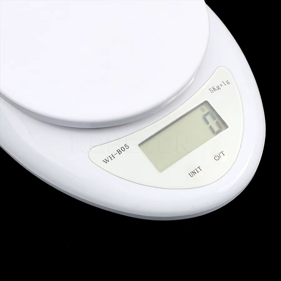 Digitale Küchenwaage kebidumei mit LED-Display in Weiß, Tragbare Elektronische Waage für Lebensmittel und Kaffee bis 5 kg - Bild 2