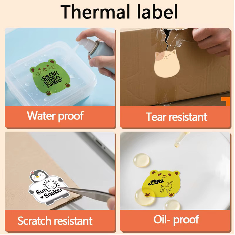 KAYSION Thermo-Etikettenaufkleber selbstklebend für DIY-Logo-Design, QR-Codes und Namensschilder mit tragbaren Thermodruckern - Bild 2