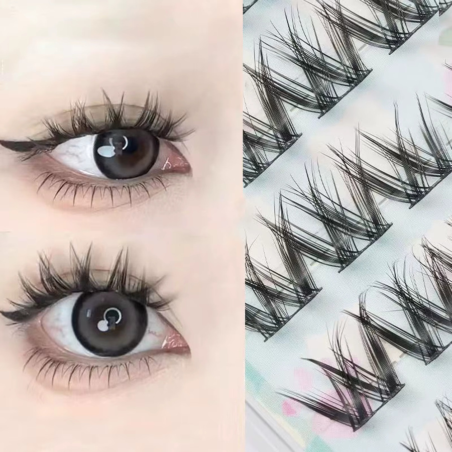 JIEFUXIN Cluster-Wimpern, Black, Unisex, Natürlich - Bild 4