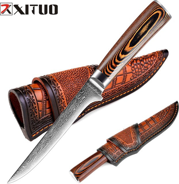 Xituo Damaskus Knochenmesser mit 67 Lagen VG10 Klinge und Holzgriff, 6 Zoll Full Tang Küchenmesser - Bild 1