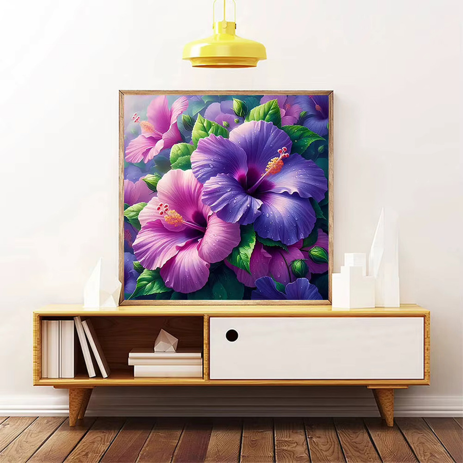 HUACAN Diamant-Malerei-Set Morning Glory Flower Rundes Diamant-Mosaik in Multicolour mit Durchmesser: 20 cm - Bild 3