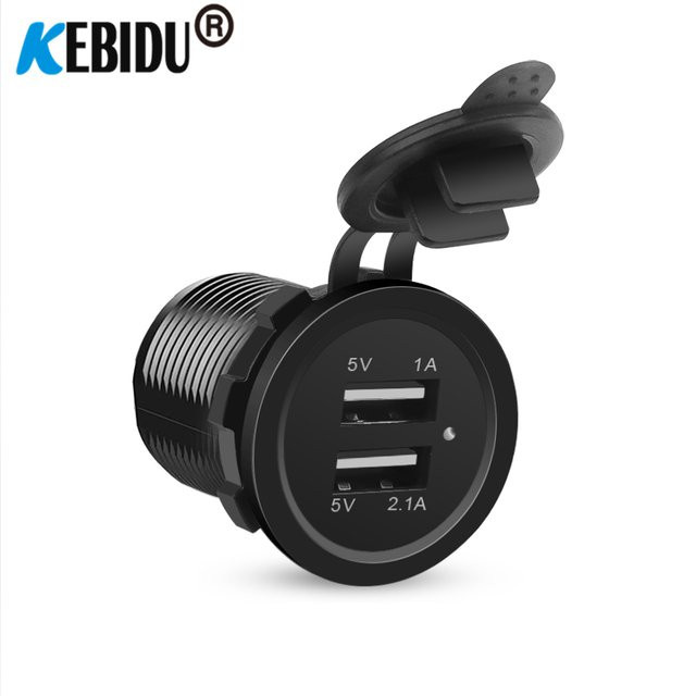Kebidumei Dual USB Power Ladegerät 12V mit zwei Ports und Schalter, Wasserdicht, Schwarz, DC 12V 3,1 A Panel Mount für Boot und Auto - Bild 1