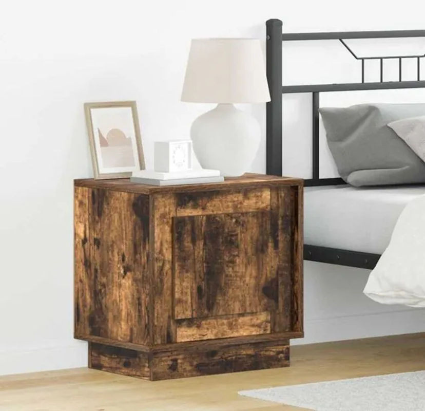 vidaxl Set 2 Nachttische aus Holzwerkstoff in Räuchereiche Braun, Modernes Design, B/T/H: 44 x 34,5 x 45 cm - Bild 1