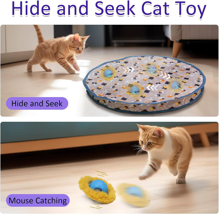 ATUBAN Interaktives Katzenspielzeug Ball in Blau mit Bewegungsaktivierung und Zwitscherton für Maus-Fangspiele - Bild 5