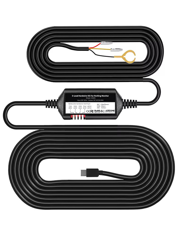 AZDOME JYX05 Dashcam Hardwire-Kit mit USB-C Anschluss und Niederspannungsschutz, Schwarz - Bild 3