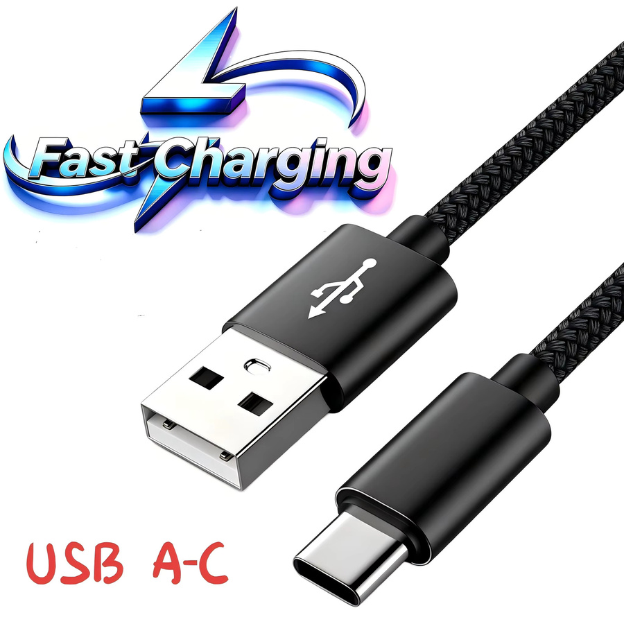Nylon USB-A auf USB-C Schnellladegerät Datenkabel für Huawei Samsung und iPhone Type-C kompatibel - Bild 7