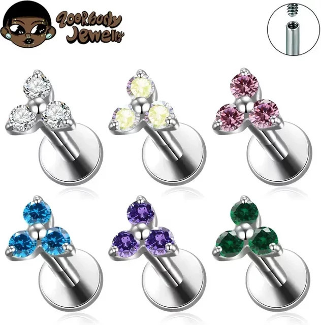 ZOORBODY JEWELRY Ohrstecker Titan, Zirkonia, Silber, Unisex - Bild 1