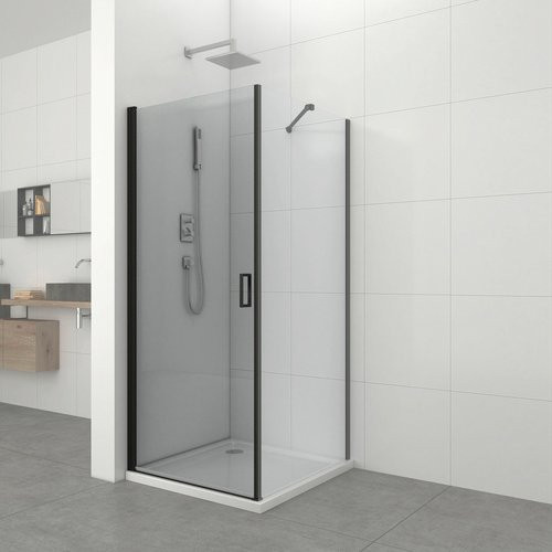 Sanotechnik Elite Black Schwenktür als Pendeltür aus Glas und Aluminium in Schwarz, Breite: 78,5 cm, Höhe: 195 cm - Bild 1