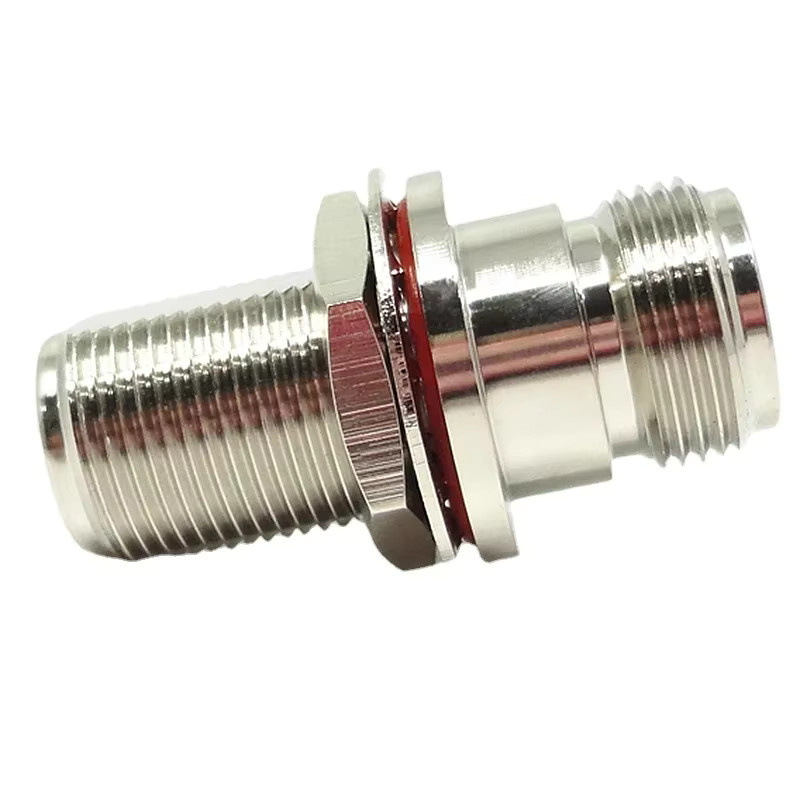 Wasserdichter L16 N-Typ Stecker-Buchse-Verbinder aus Messing mit O-Ring-Unterlegscheibe für Schottwandmontage, Farbe: Silber - Bild 2