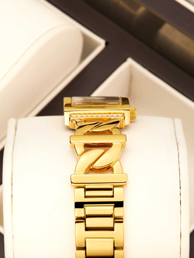 YaLaLuSi Armbanduhr Edelstahl, Quarz, Gold, Bicolor, Diamantbesetzt, Damen - Bild 4