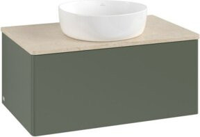 V&B Waschtischunterschrank Antao ohne Frontstruktur in Grau-Grün lackiert, B/T/H: 80 x 36 x 50 cm - Bild 1