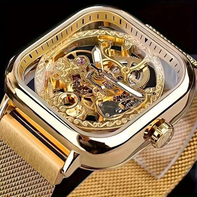 FORSINING Armbanduhr, Analoguhr, Gold, Schwarz, Milanaise, Herren - Bild 1