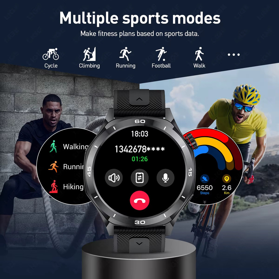 LIGE Smartwatch, Herren, Schwarz, Silikon, IP67 Wasserdicht - Bild 3