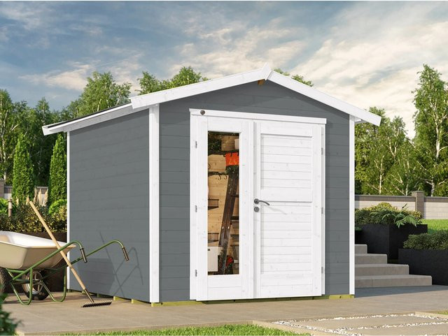 WEKA Holz-Gartenhaus 224 A mit Satteldach und Doppeltür in Grau, B/H/T: 280 x 238 x 263 cm - Bild 1