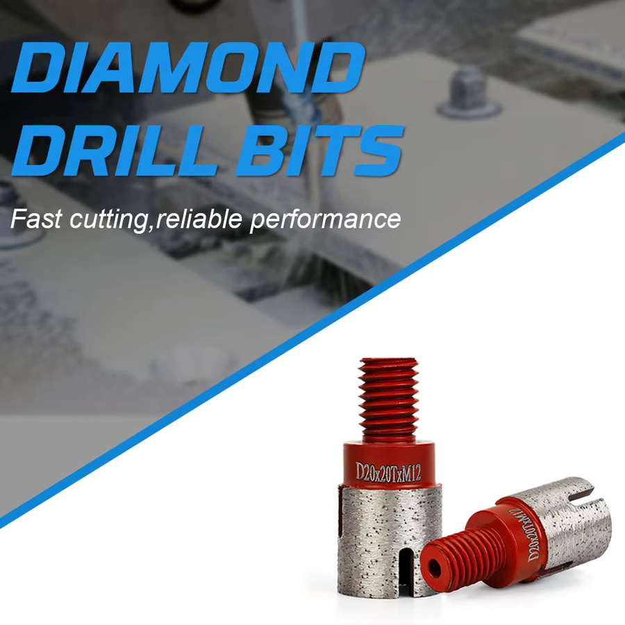 PANFREET Diamantbohrer M12 für Steinplatten, Granit, Marmor und Quarz, Fräser mit 20 mm Durchmesser, Farbe: Rot - Bild 4