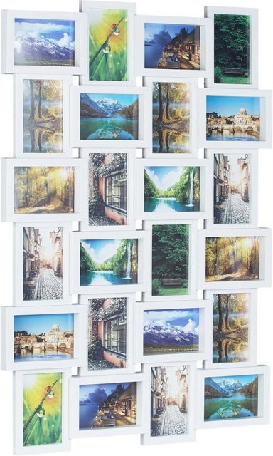 Relaxdays Galerierahmen aus Kunststoff und MDF in Weiß für 24 Fotos im Format 10 x 15 cm, B/H/T: 59 x 86 x 2,5 cm - Bild 1