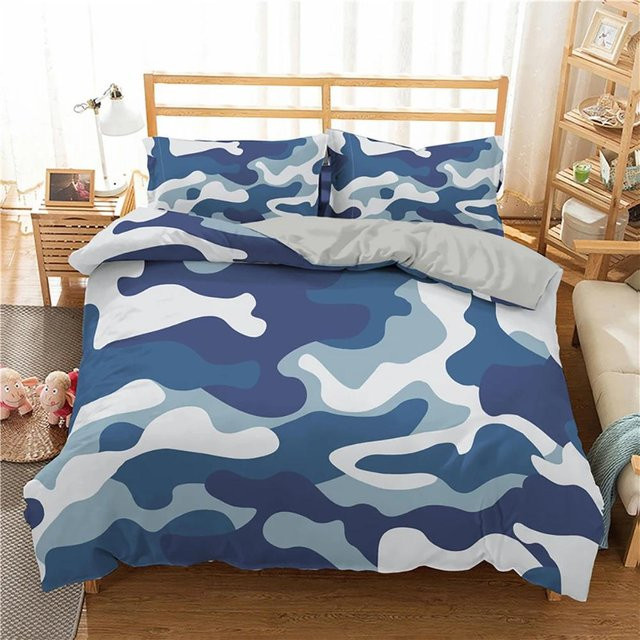 Camouflage Bettwäsche Set für Jungen und Teenager von Your Warm Home in Blau/Multicolor, 3-teilig aus Polyester, B/H: 240 x 210 cm - Bild 1