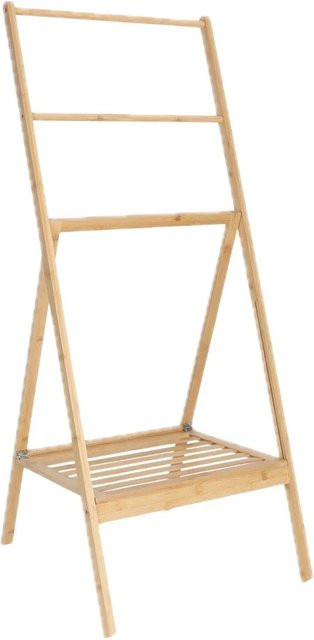 Relaxdays Handtuchständer aus Bambus in Natur mit Ablage, klappbar und freistehend, B/T/H: 112 x 55 x 44,5 cm - Bild 1