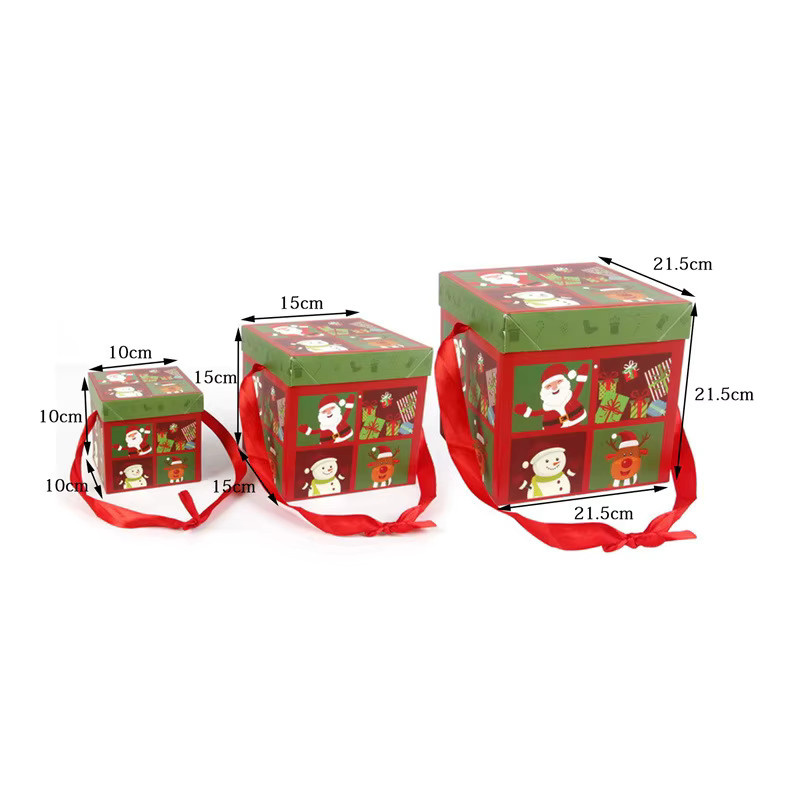 Personalisierbare Weihnachtsgeschenkbox aus Papier, faltbare Geschenkbox für Heiligabend und Weihnachtsfeiern, Mehrfarbig, Breite: 20 cm - Bild 4