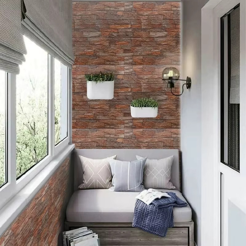 Selbstklebende 3D-Faux-Ziegel Tapete für Wandhintergrund und DIY-Dekoration, Breite: 70 cm, Höhe: 100 cm - Bild 2