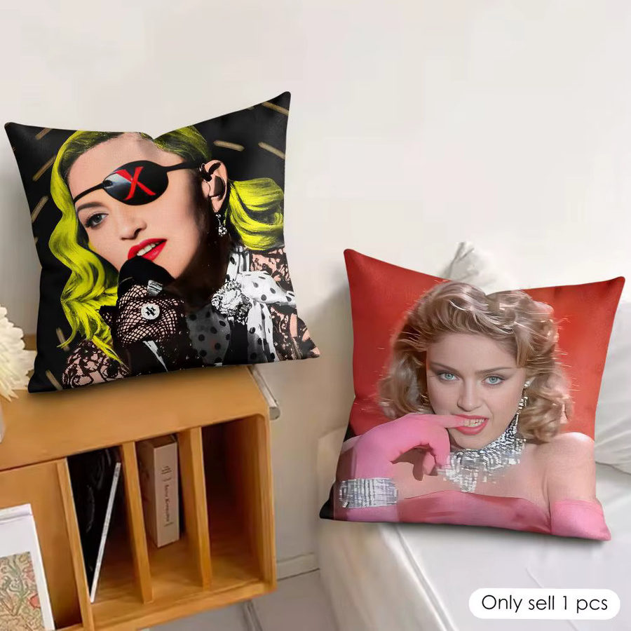 Singer M-Madonna Fans Kissenbezug aus seidigem Plüsch in Weiß für dein Sofakissen - Bild 2