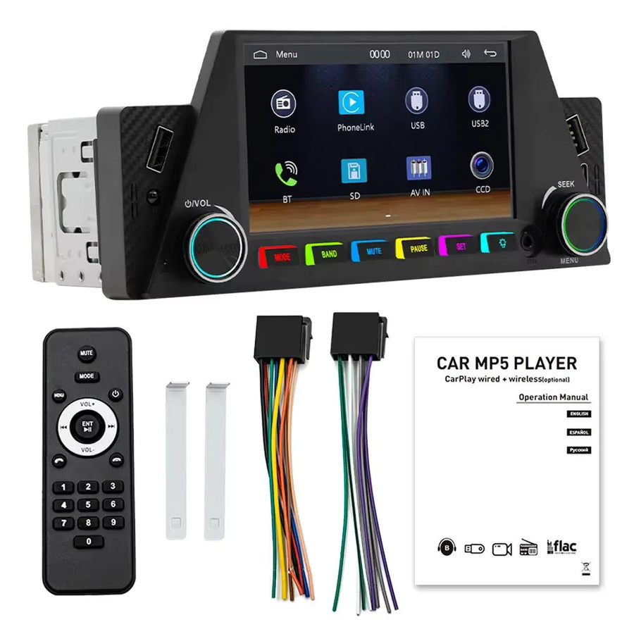 AUTOSHARK 1 DIN MP5 Universal Autoradio mit Touchscreen Multimedia-Player, Carplay und Android Auto, Navigation, USB-C, Schwarz - Bild 5