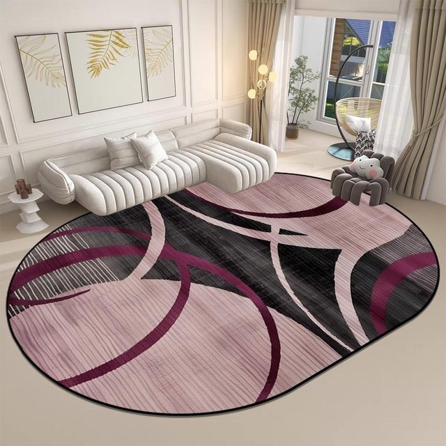 Ovaler Teppich Karpetti in Multicolour, modern gestreift, waschbar und rutschfest, B/T: 200 x 230 cm - Bild 1