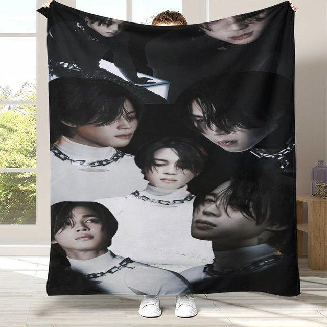 YangJOJO Jimin Kpop B-BTS Star Flanelldecke, ultraweiche Plüschdecke aus Polyester in Schwarz, B/H: 75 x 90 cm - Bild 1