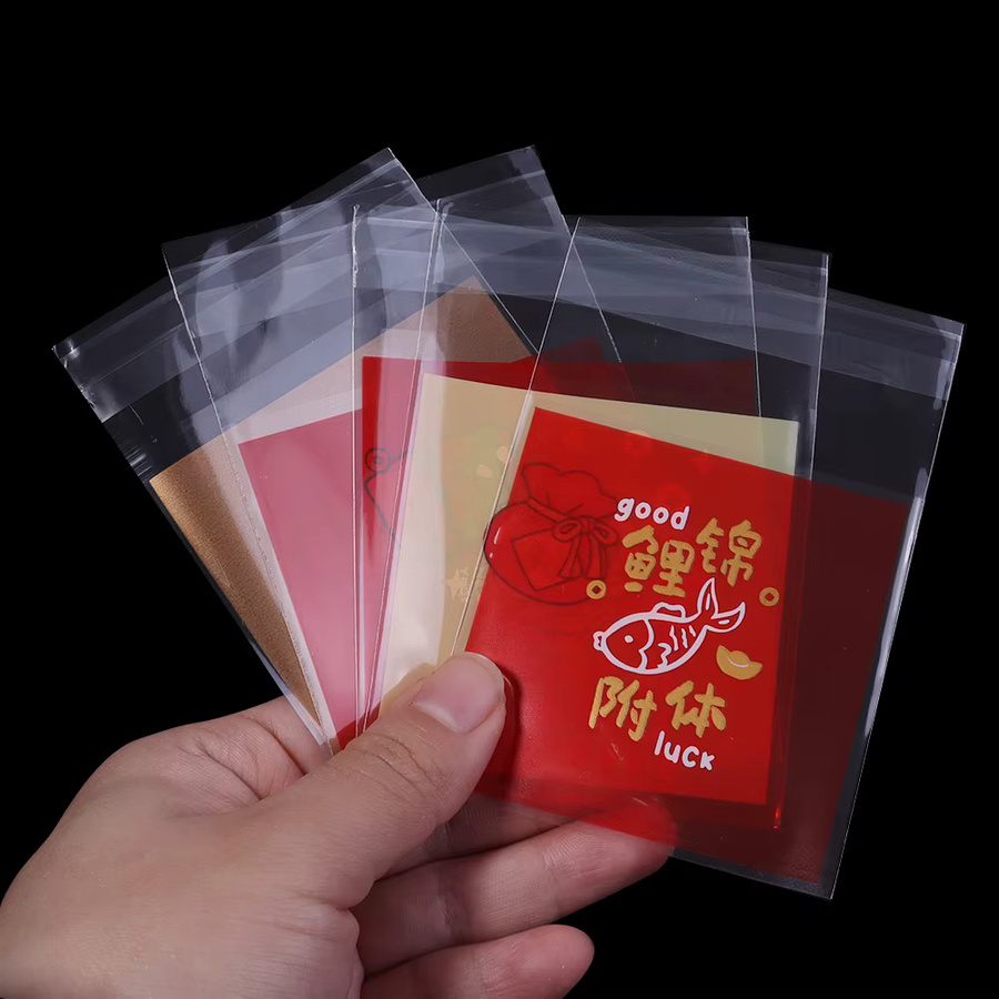 100 Stück selbstklebende Geschenktüten mit festlichem Muster in Rot für das chinesische Neujahr und Frühlingsfest zur Verpackung von Keksen und Süßigkeiten - Bild 3