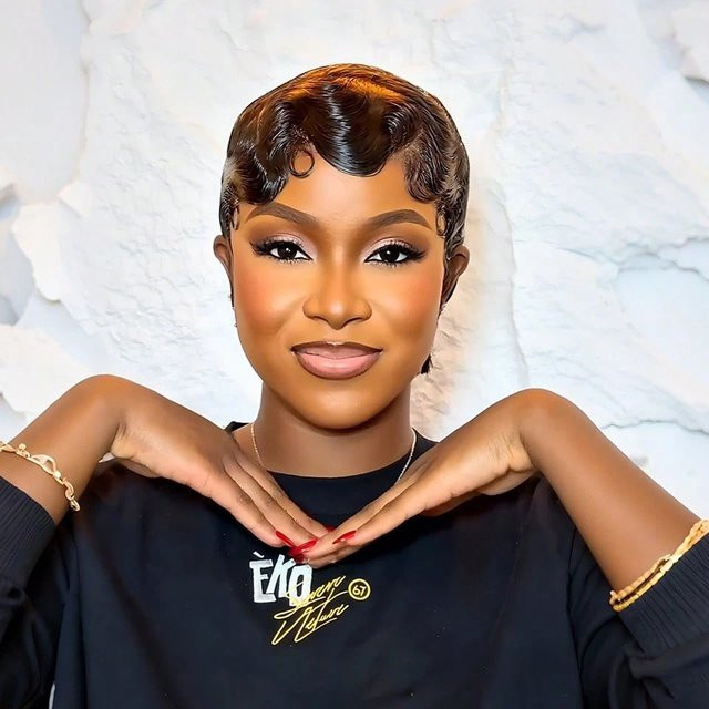 OYM HAIR Pixie-Schnitt-Perücke, lockiges Echthaar, Damen - Bild 1