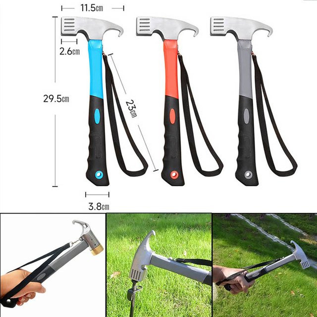 DAWN TRIP Camping Hammer aus Carbon und Stahl mit Gummikopf zum Entfernen von Zeltnägeln und Heringen in Grau - Bild 1