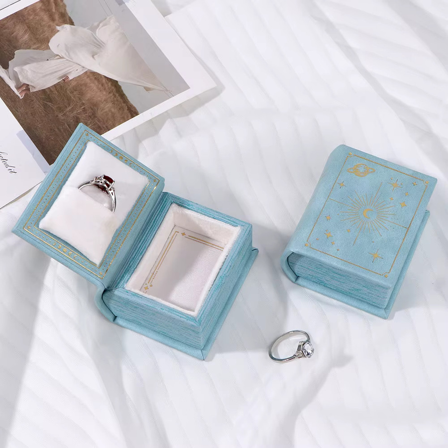 Retro Schmuckbox für Ringe mit Magnetverschluss für Verlobung und Hochzeit in Pink, Gold oder Blau - Bild 2
