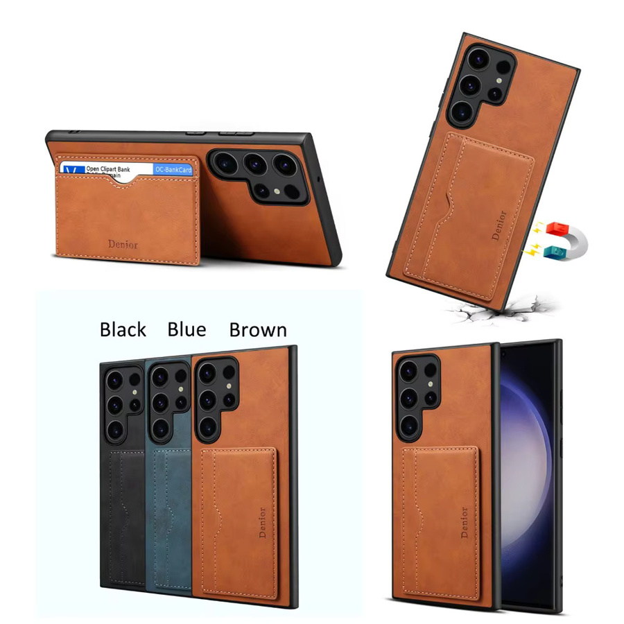 Samsung Hülle aus PU-Leder für S25 Ultra, S24 FE und S25 Edge mit Geldbörsenfunktion, Kartenfächern und Ständerfunktion - Bild 2