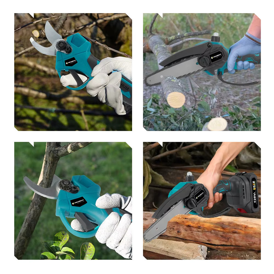 NEWBENY Bürstenlose elektrische Kettensäge mit Teleskopstange als Hochastsäge und Holzbearbeitungswerkzeug für Makita-Akkus in Petrol - Bild 4