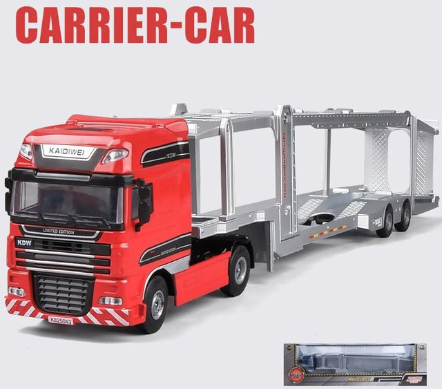 Linyi toy car Doppelstock-Flachbettanhänger-Modell, Druckgussmetall, 1:50, ab 14 Jahren - Bild 1