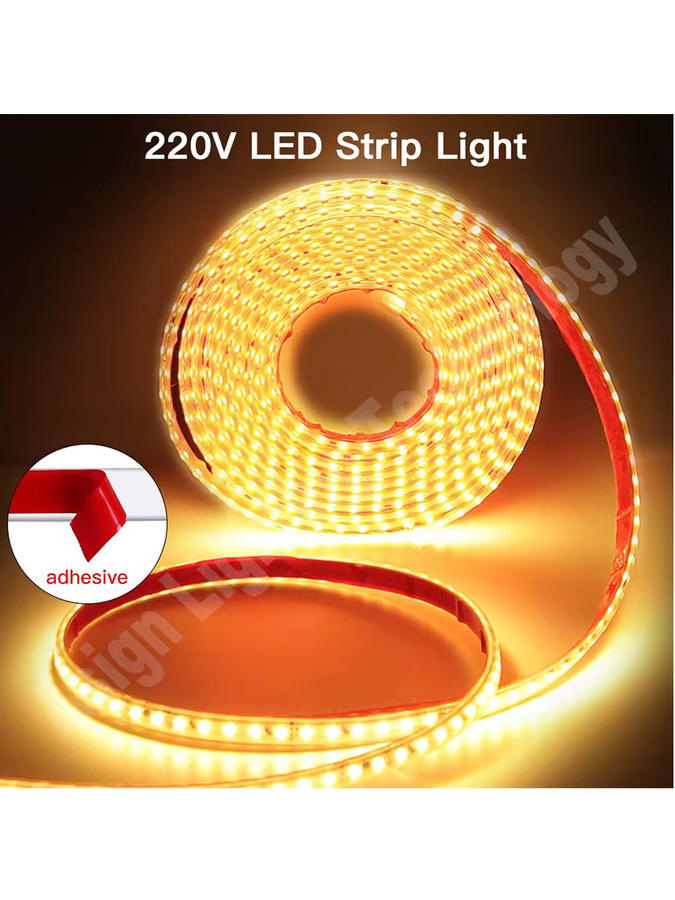 FastDeng LED-Streifen SMD2835 mit 120 LEDs/m, IP67 wasserdicht, weißes Klebeband für Haus und Garten, AC220V - Bild 5