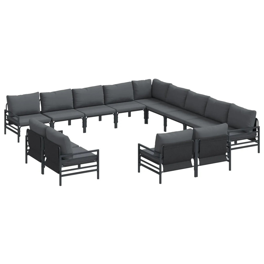 vidaXL Garten-Sofa-Set 13-teilig aus Stahl in Anthrazit - Bild 2