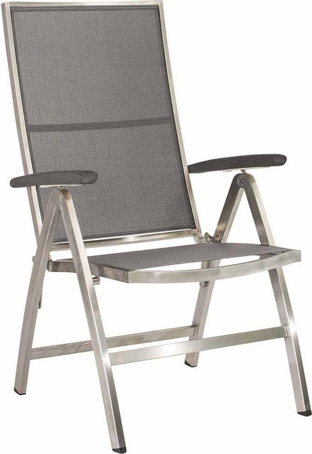 Stern Klappsessel Cardiff Edelstahl mit textilem Bezug in Silbergrau und Aluminiumarmlehnen in Anthrazit, 6-fach verstellbar - Bild 1