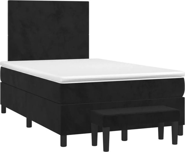 vidaXL Boxspringbett Hybrid mit Matratze und Kopfteil in Schwarz aus Samt, B/T: 120 x 200 cm - Bild 1