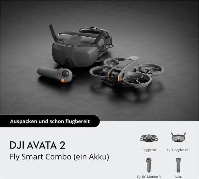 DJI Avata 2 Fly Smart Combo Drohne in Grau mit 1-Zoll-Sensor - Bild 1